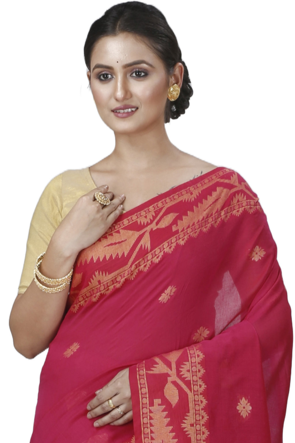 Pink Pure Cotton Tuma Hand Loom Saree (1192)